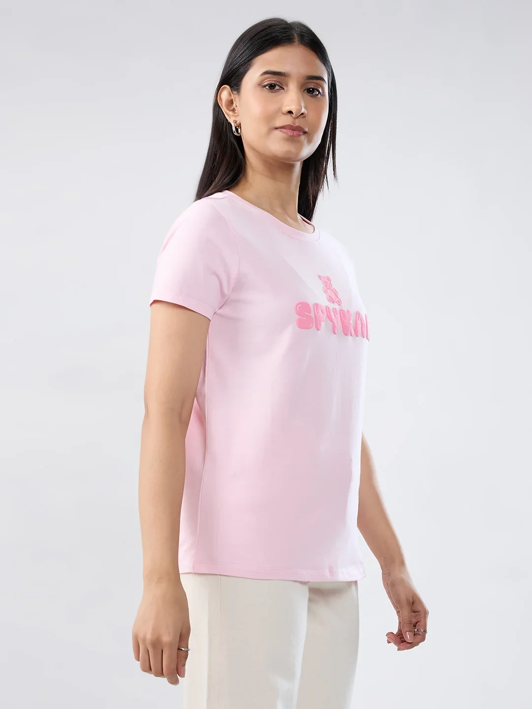 Women T-Shirt Graphic Pink Regular Fit - Image 5