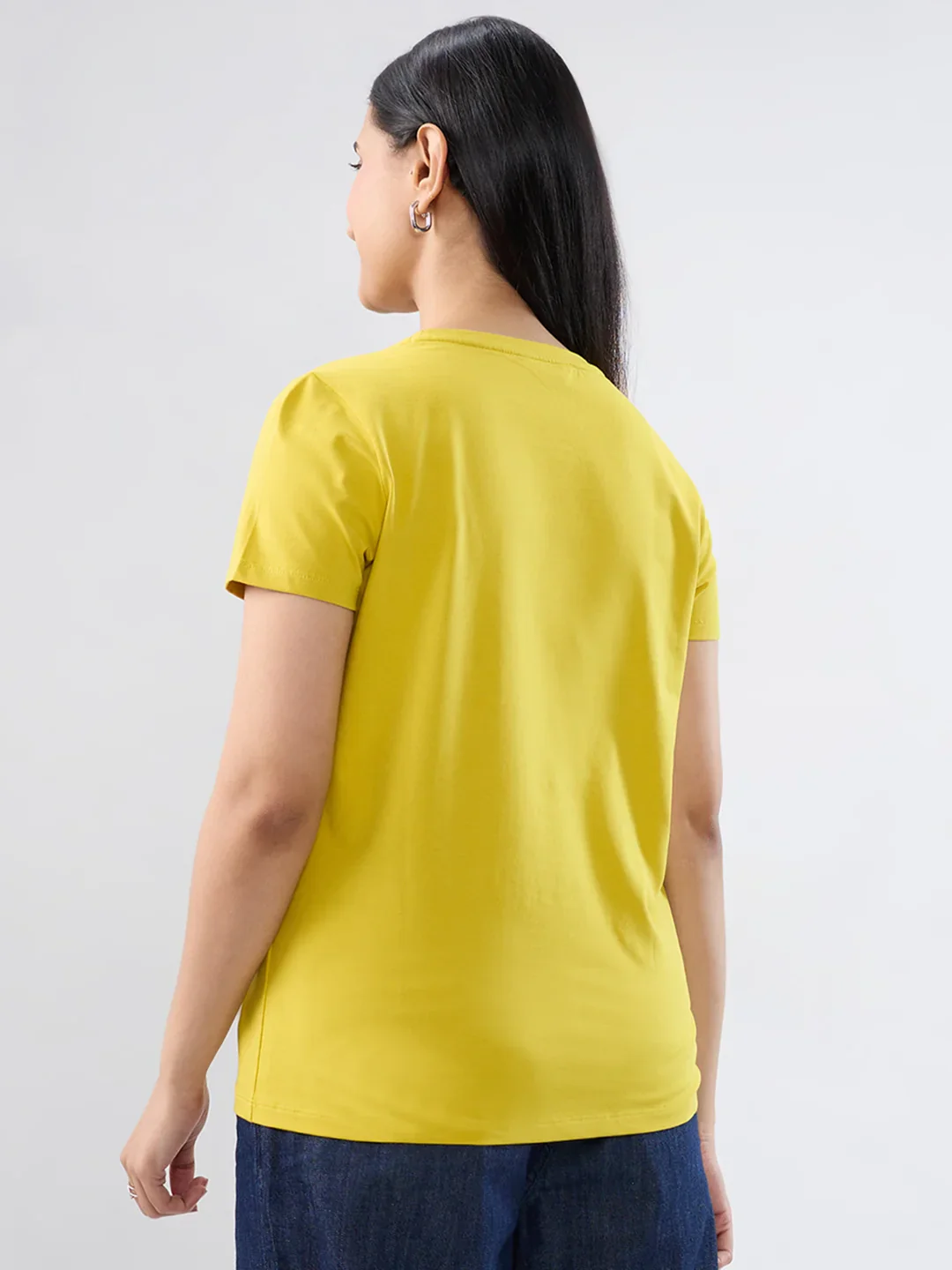 Women T-Shirt Graphic Yellow Regular Fit - Image 6