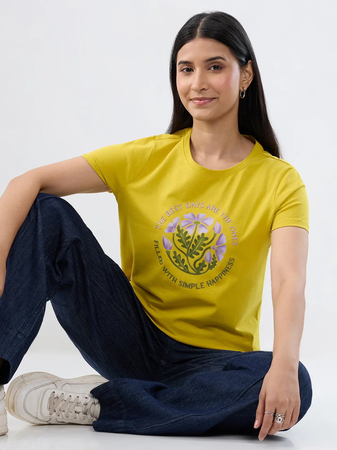 Women T-Shirt Graphic Yellow Regular Fit - Image 7