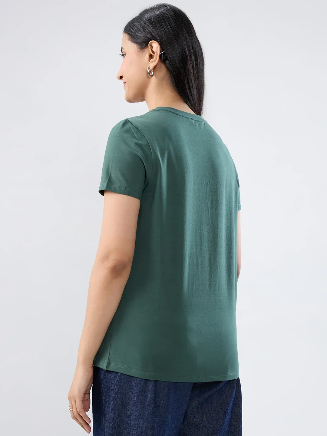 Women T-Shirt Graphic Green Regular Fit - Image 6
