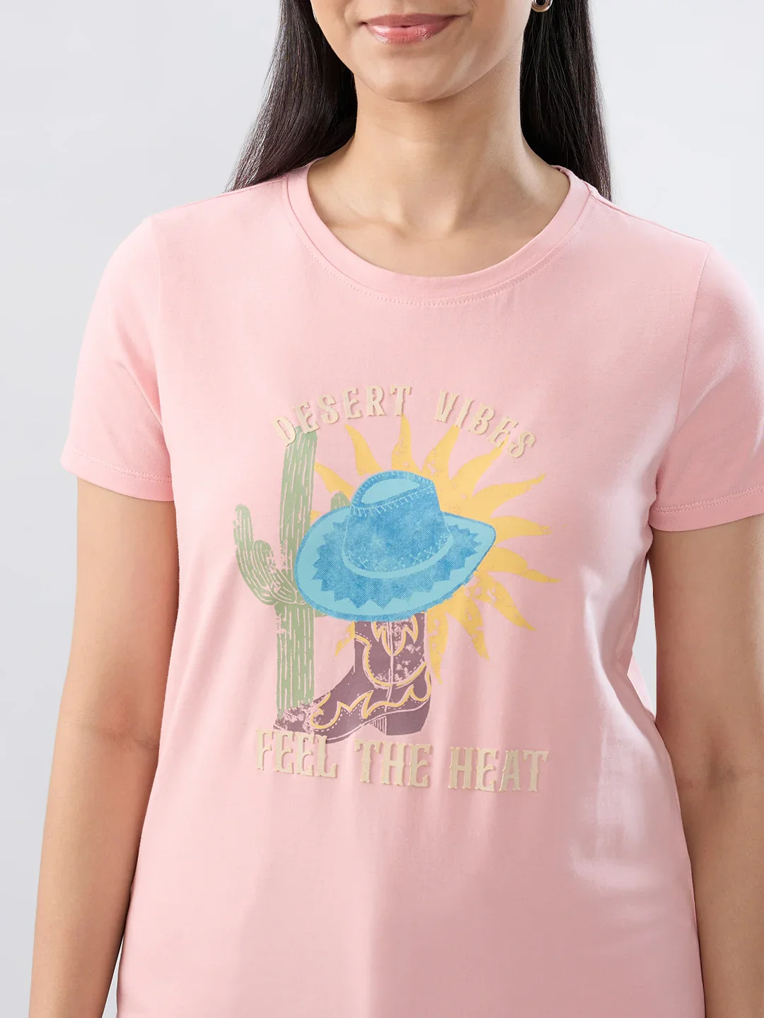 Women T-Shirt Graphic Pink Regular Fit - Image 4