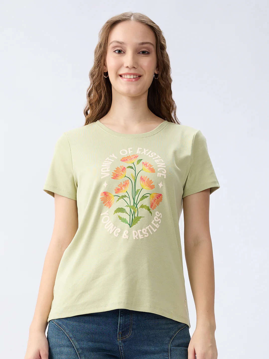 Women T-Shirt Green Regular Fit - Image 2