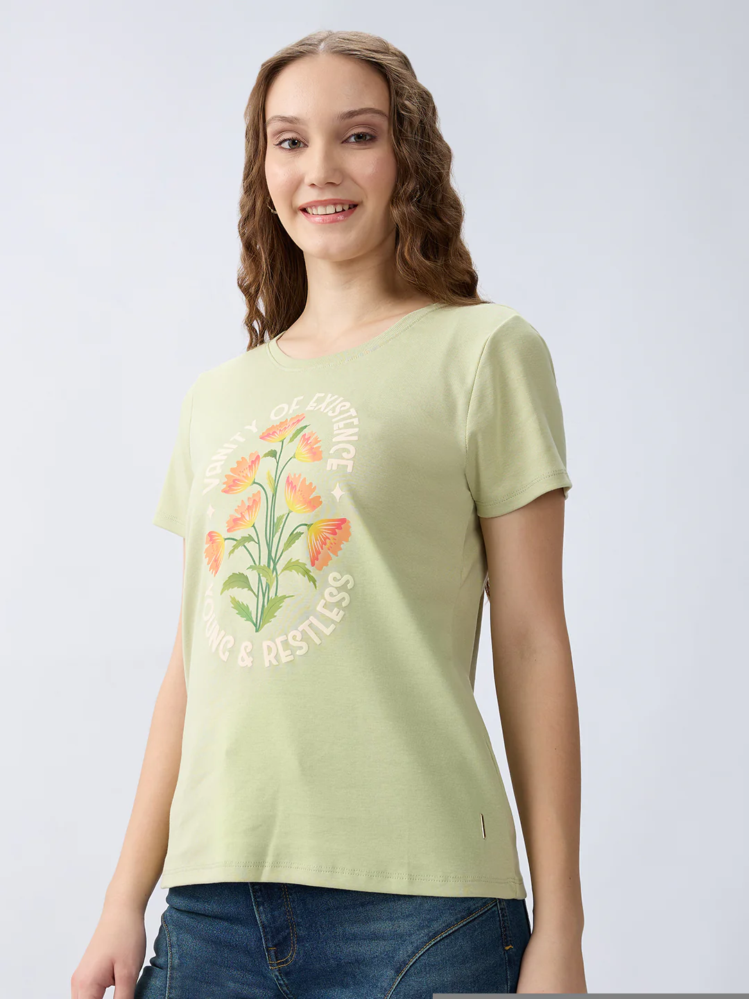Women T-Shirt Green Regular Fit - Image 3