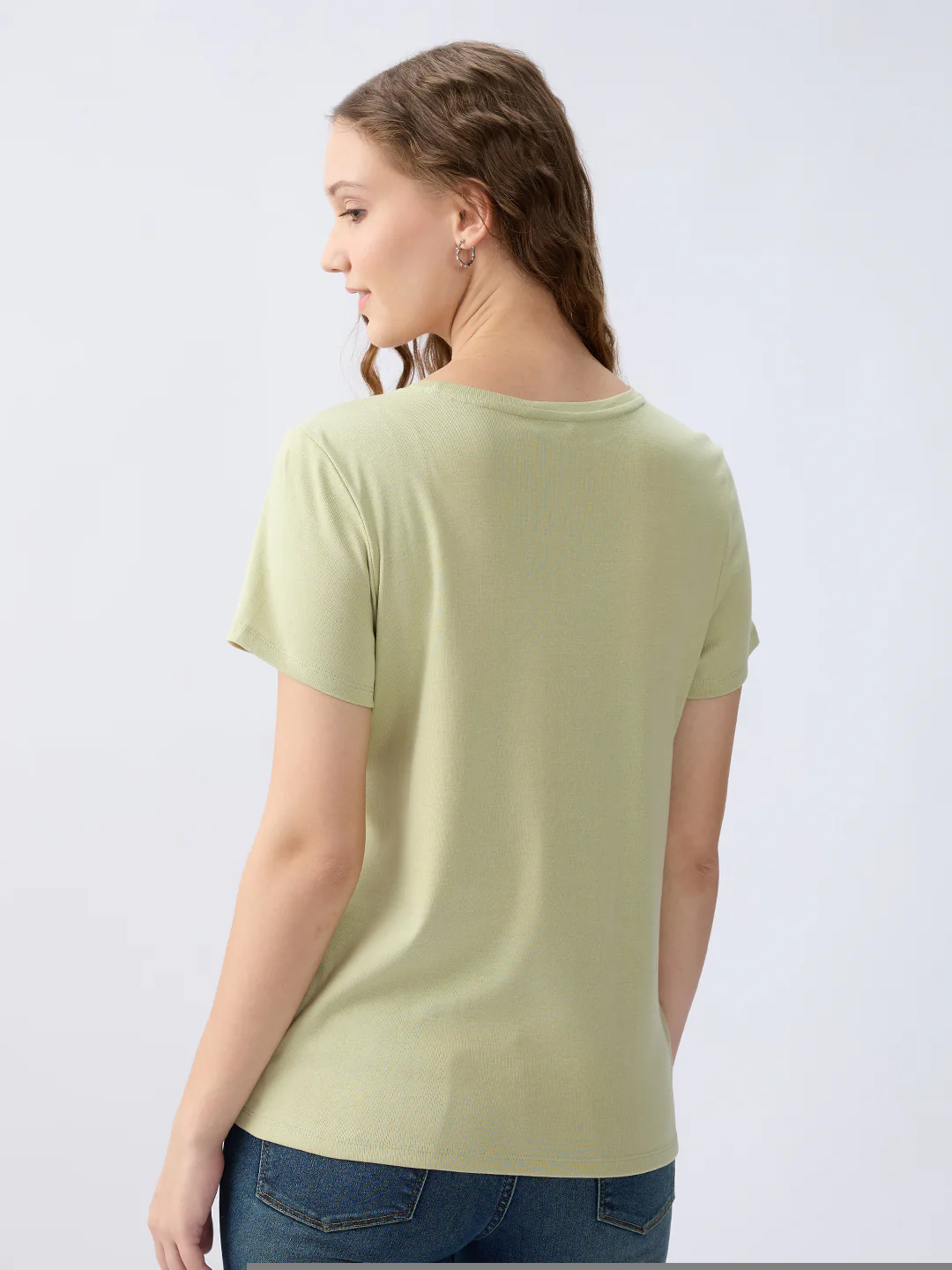 Women T-Shirt Green Regular Fit - Image 4