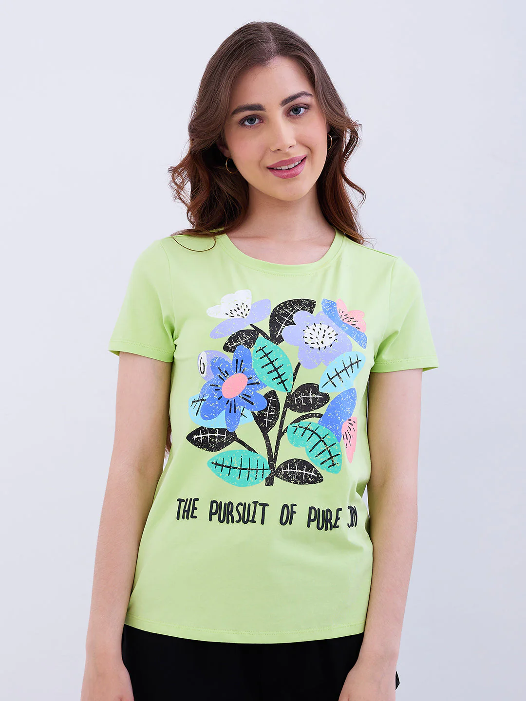 Women T-Shirt Green Regular Fit - Image 2