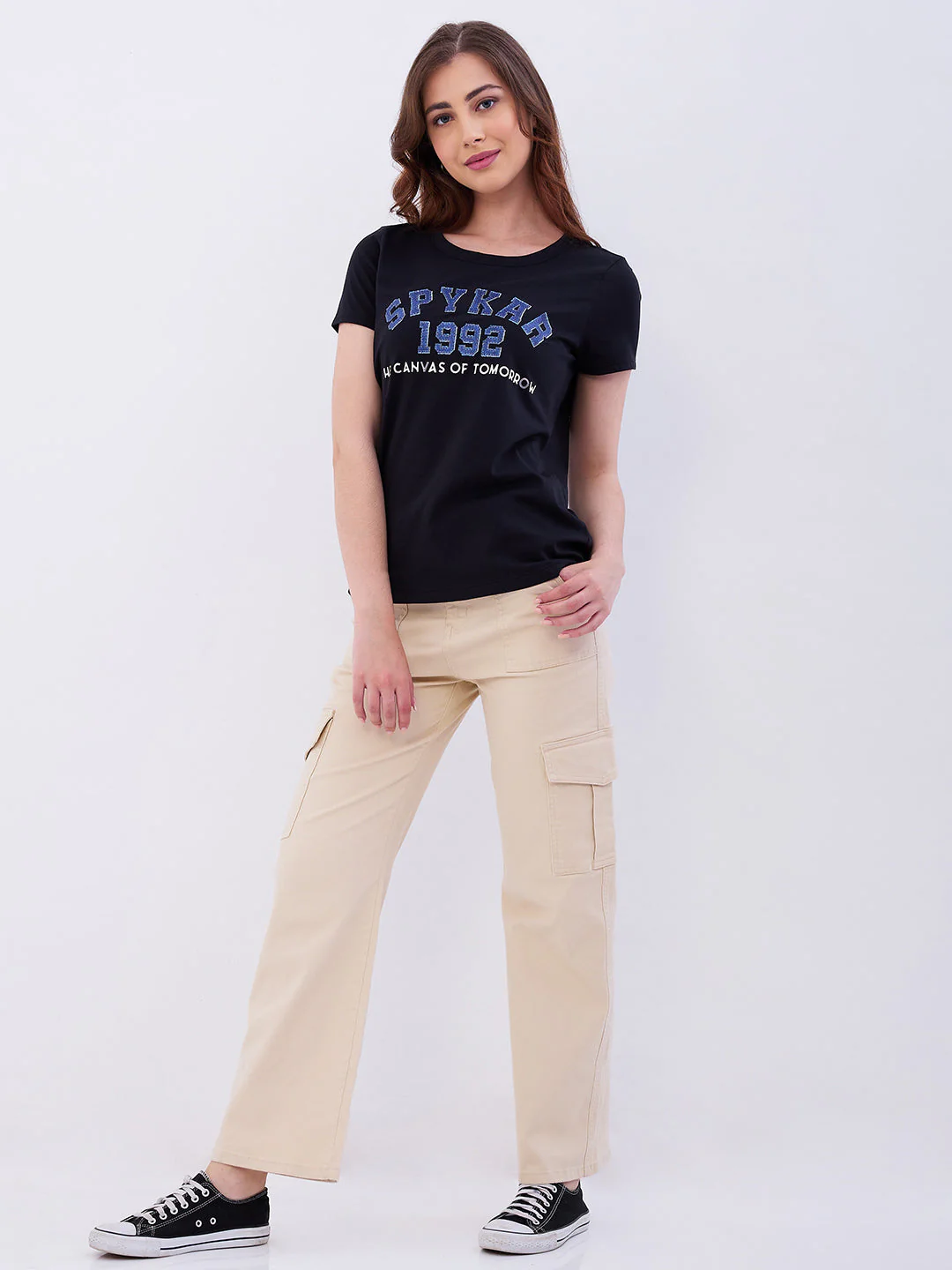 Women T-Shirt Black Regular Fit - Image 5