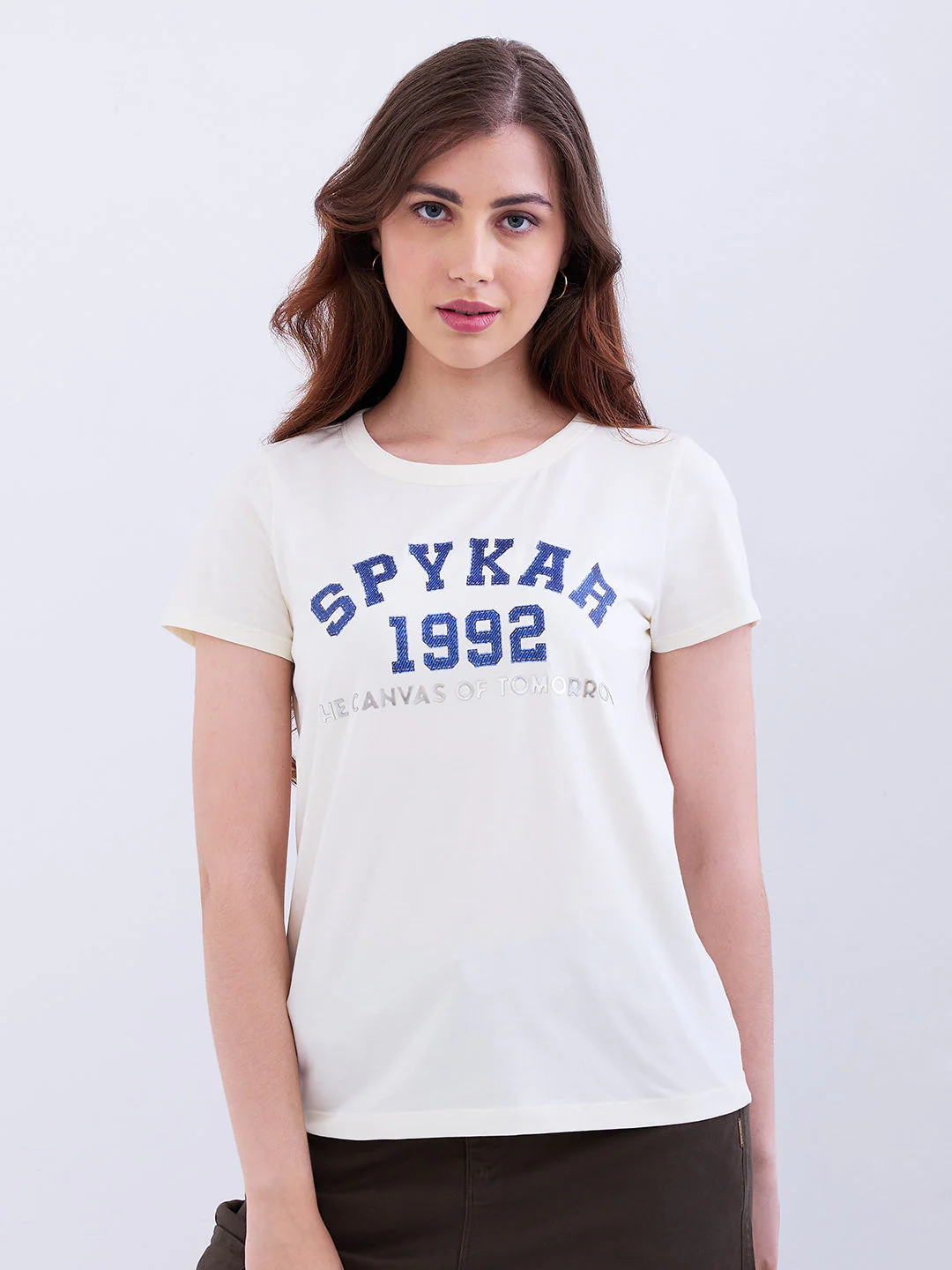 Women T-Shirt Off White Regular Fit - Image 2