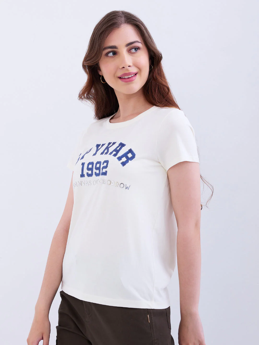 Women T-Shirt Off White Regular Fit - Image 3