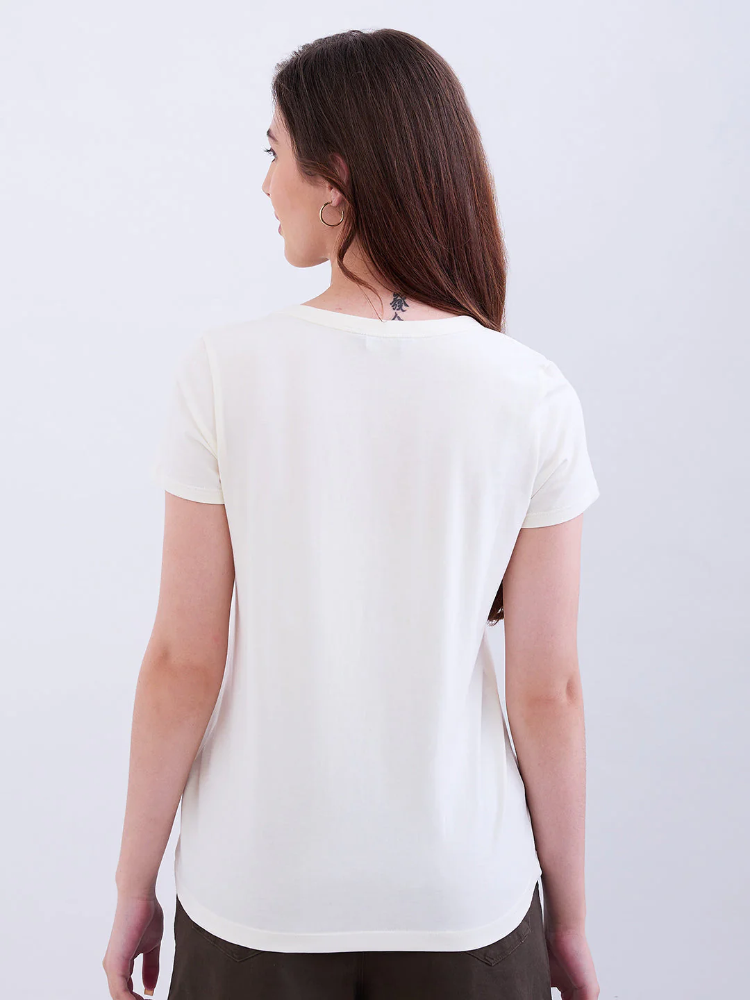 Women T-Shirt Off White Regular Fit - Image 4