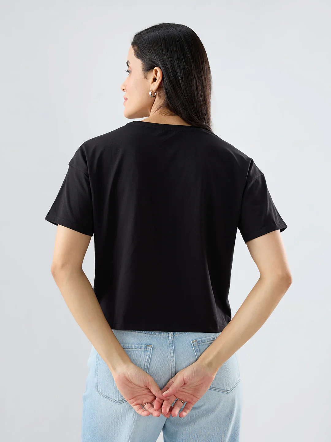 Women T-Shirt Graphic Black Boxy Fit - Image 5