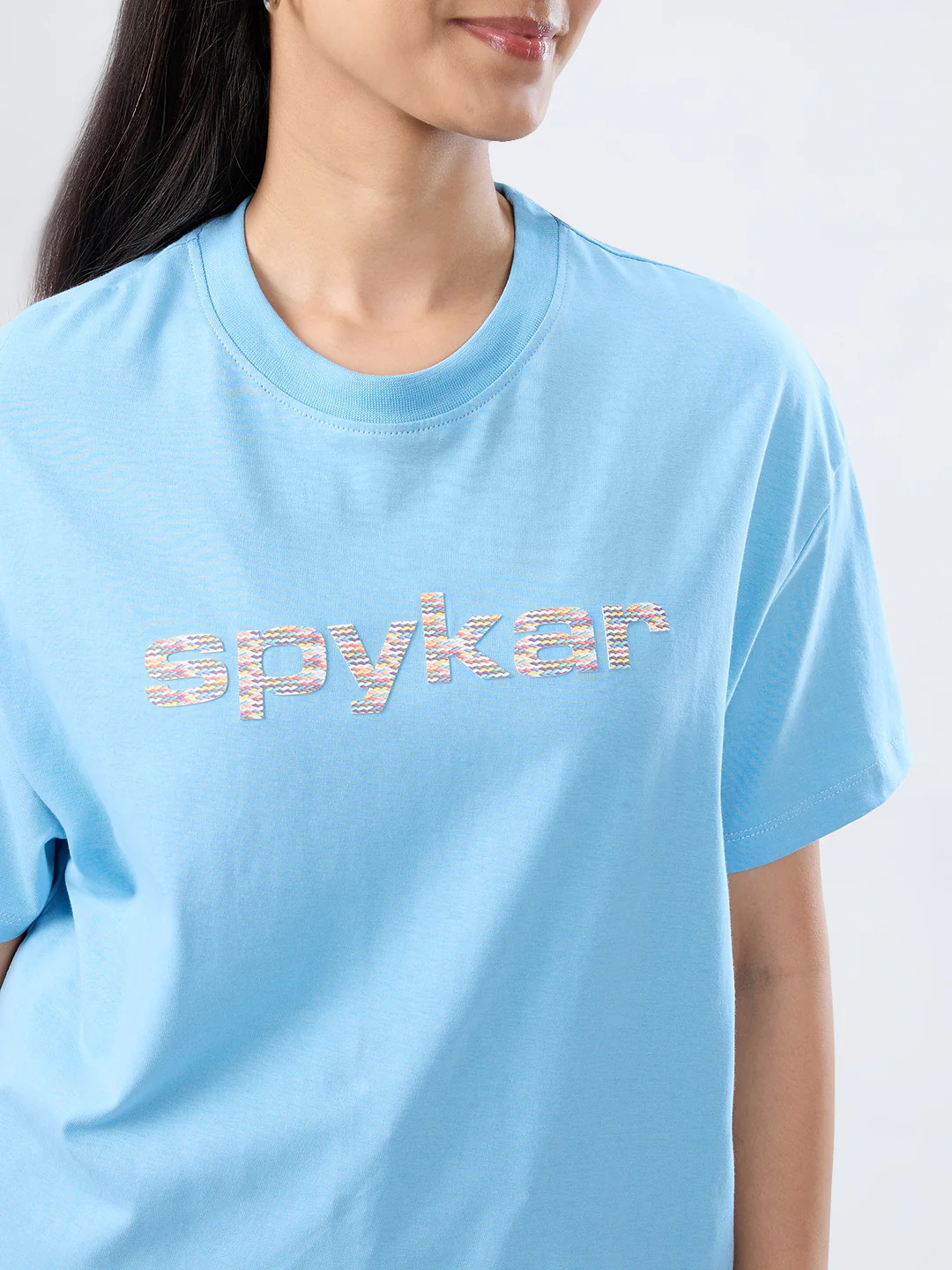 Women T-Shirt Graphic Blue Oversized Fit - Image 6