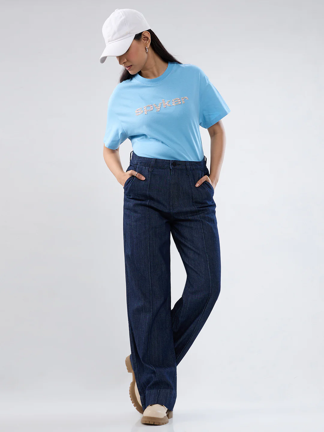 Women T-Shirt Graphic Blue Oversized Fit - Image 8