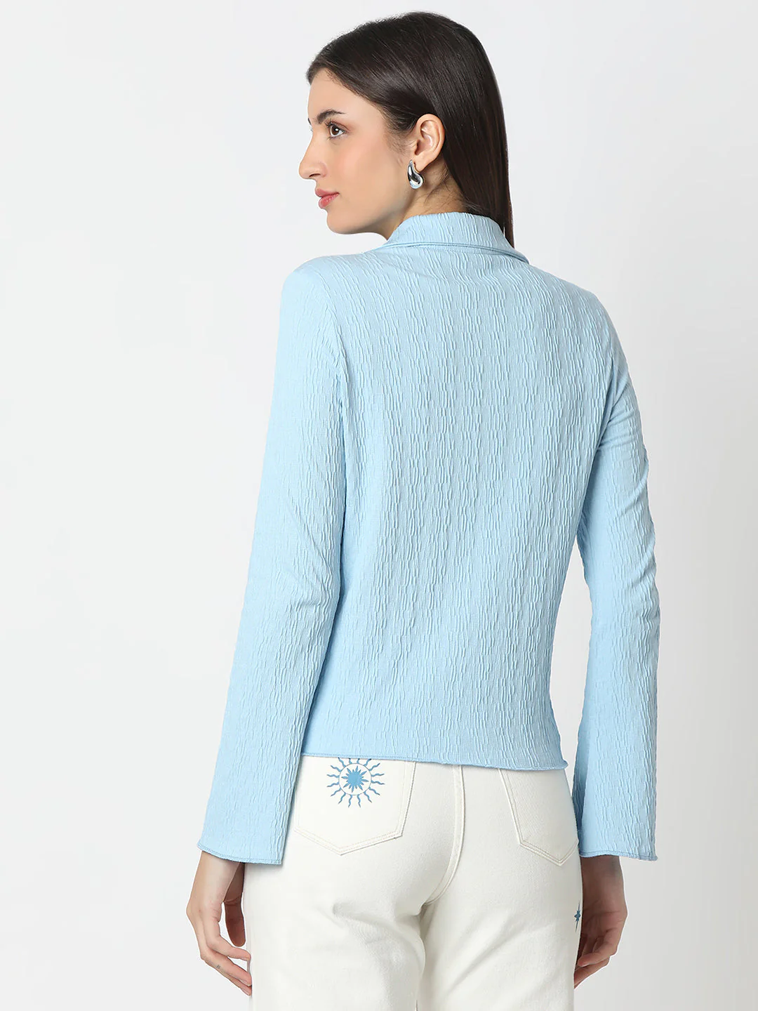 Women Shirt Blue Slim Fit - Image 4