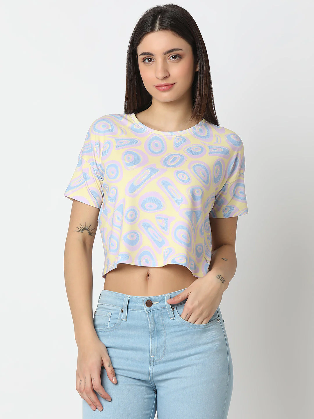Women T-Shirt Yellow Boxy Fit - Image 2