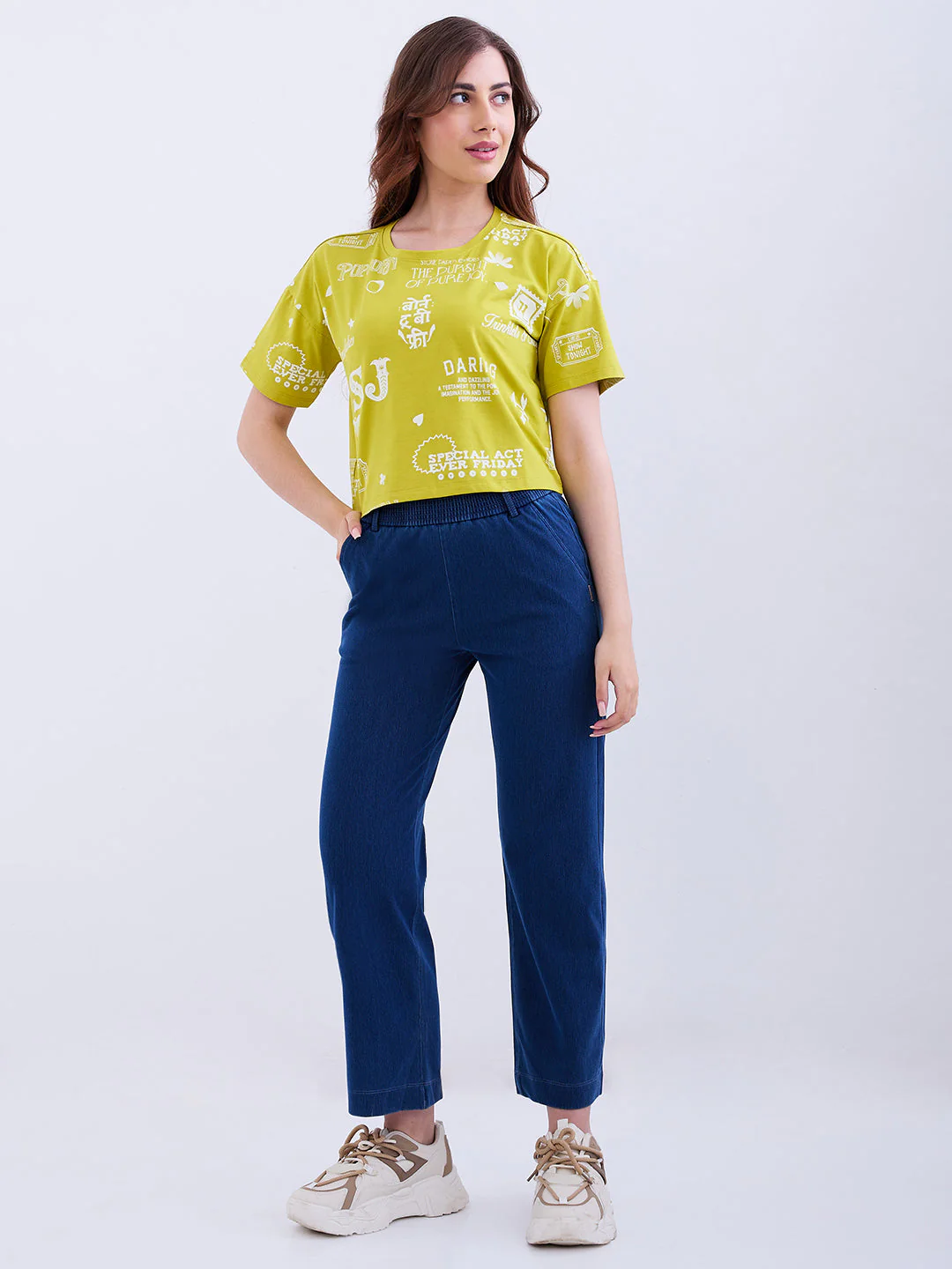 Women T-Shirt Yellow Boxy Fit - Image 5