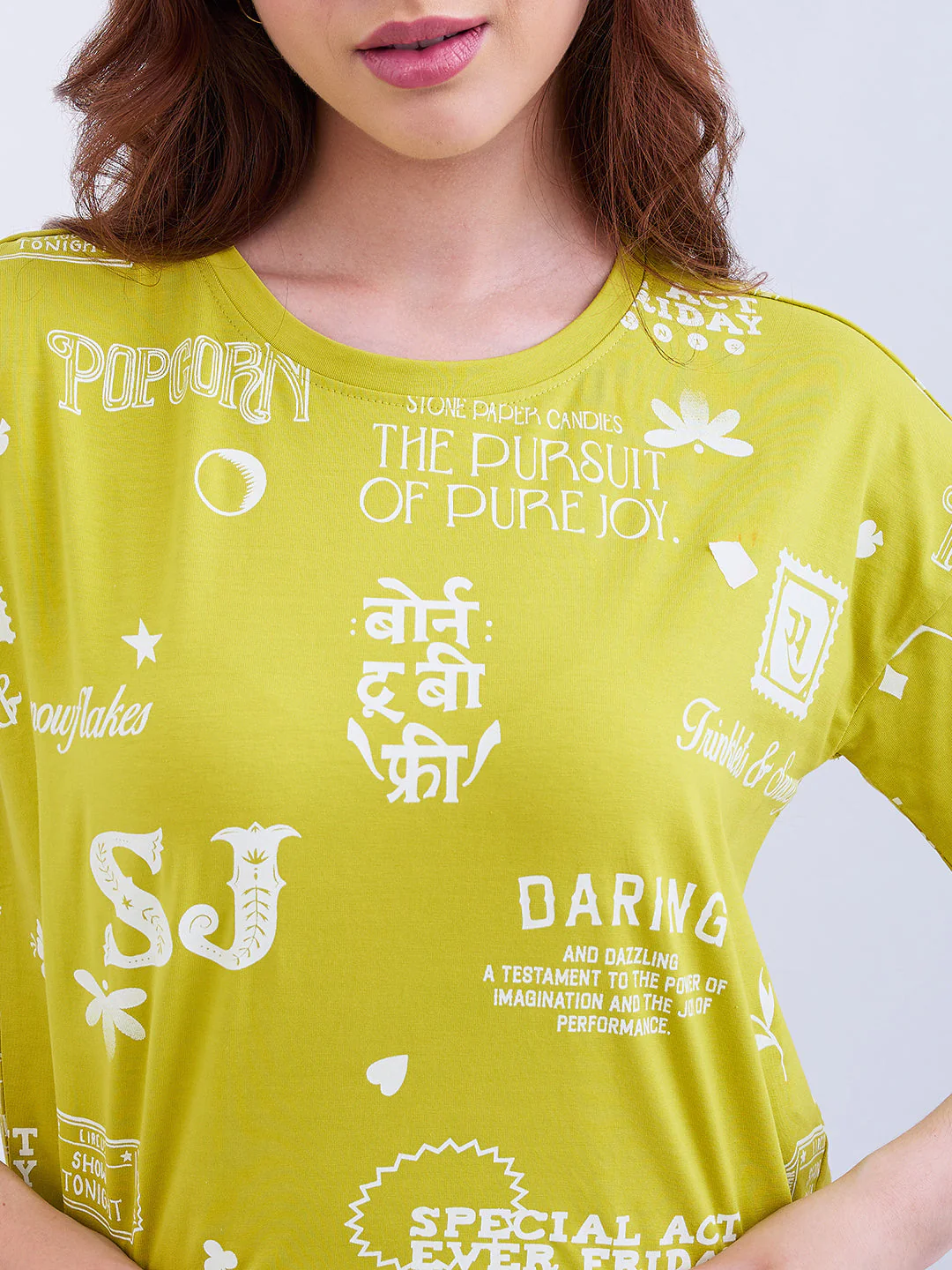 Women T-Shirt Yellow Boxy Fit - Image 6