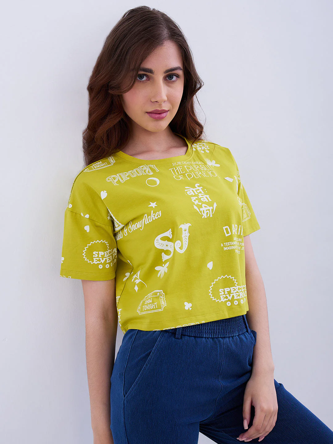 Women T-Shirt Yellow Boxy Fit - Image 7