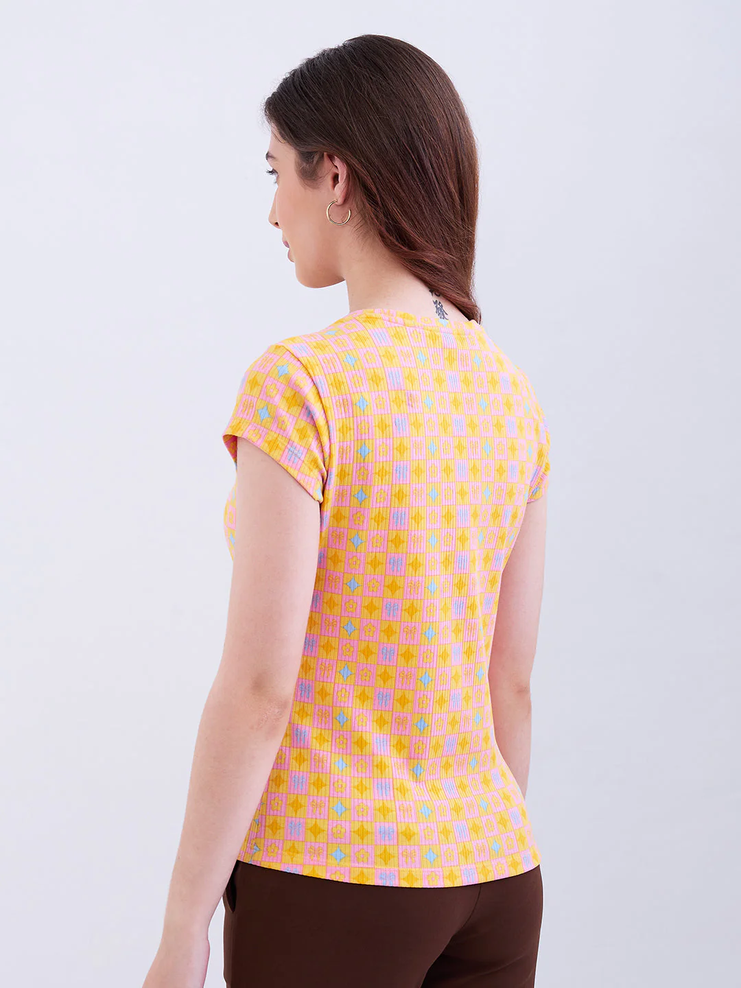Women T-Shirt Yellow Slim Fit - Image 4