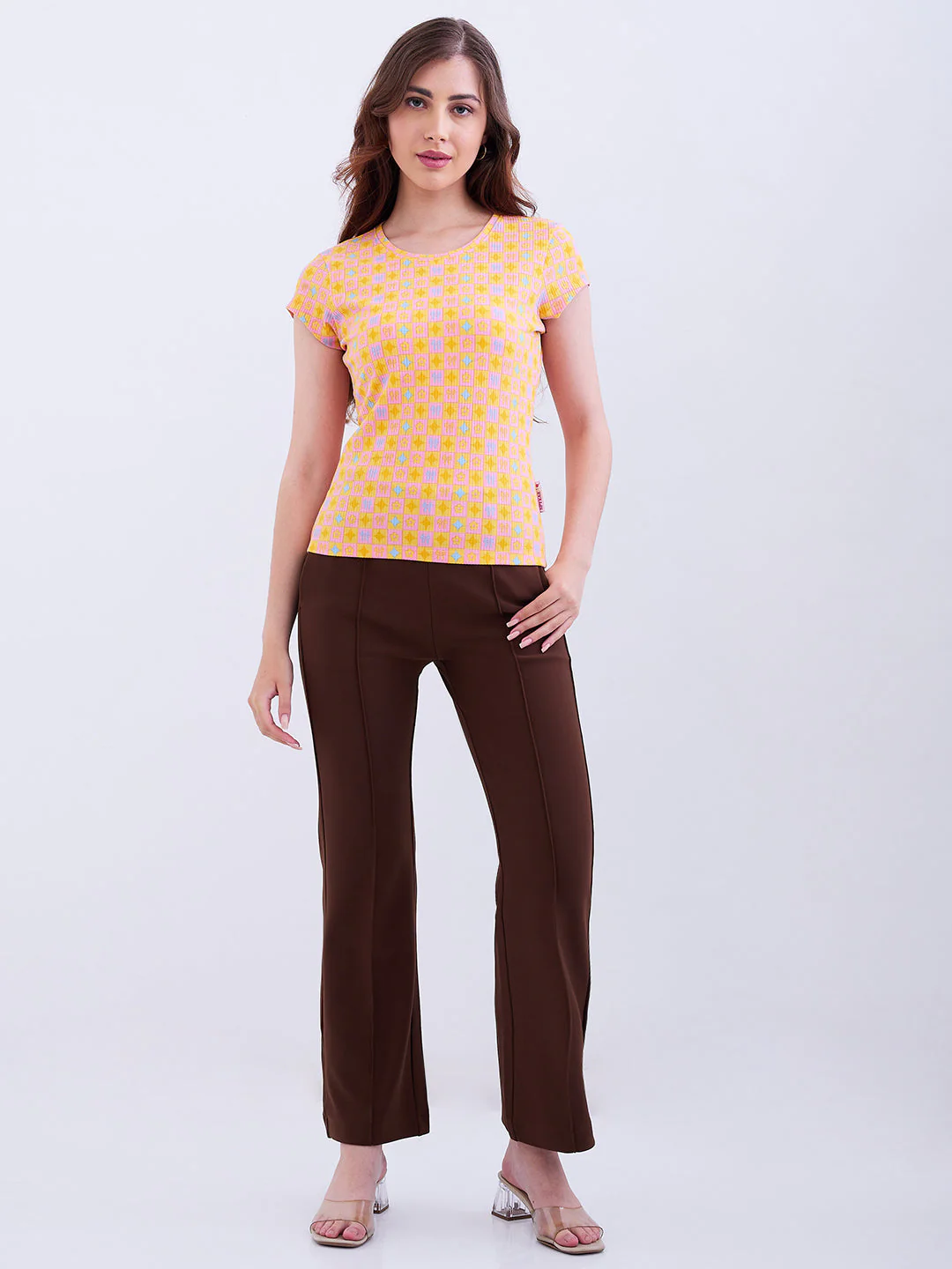 Women T-Shirt Yellow Slim Fit - Image 5