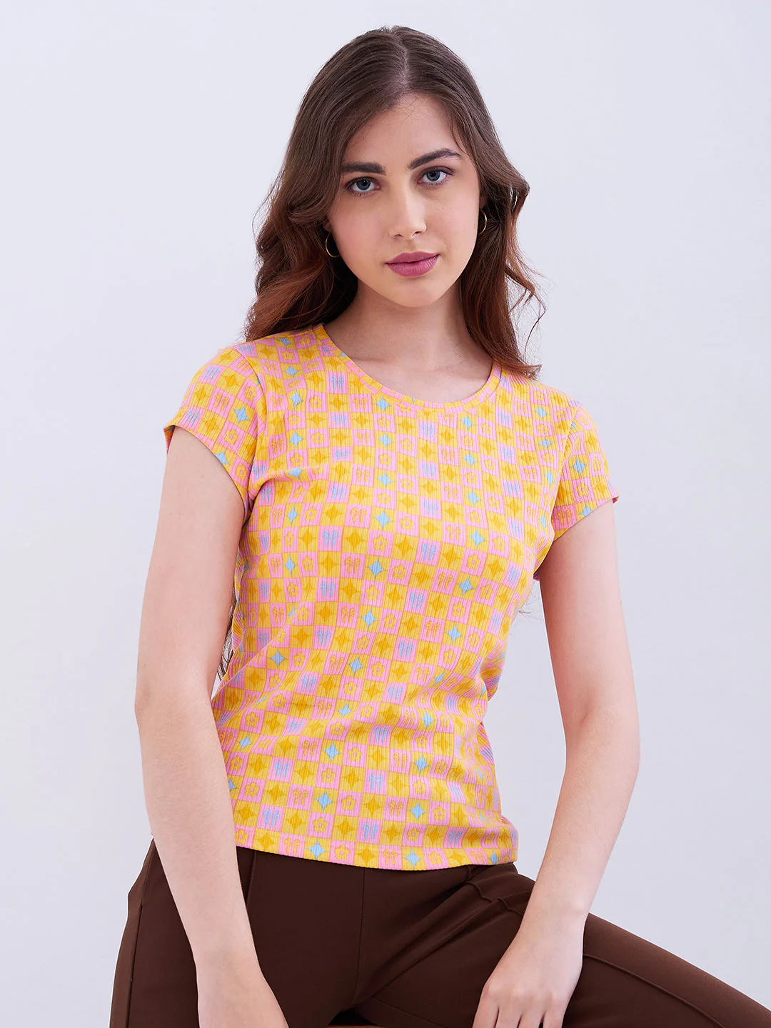 Women T-Shirt Yellow Slim Fit - Image 7