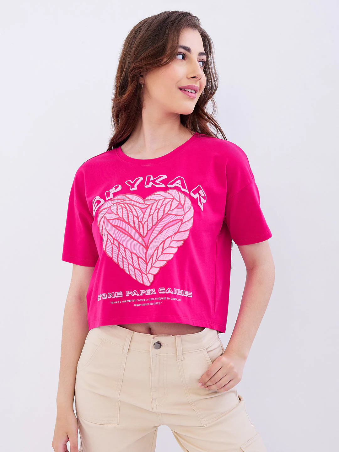 Women T-Shirt Pink Boxy Fit - Image 2