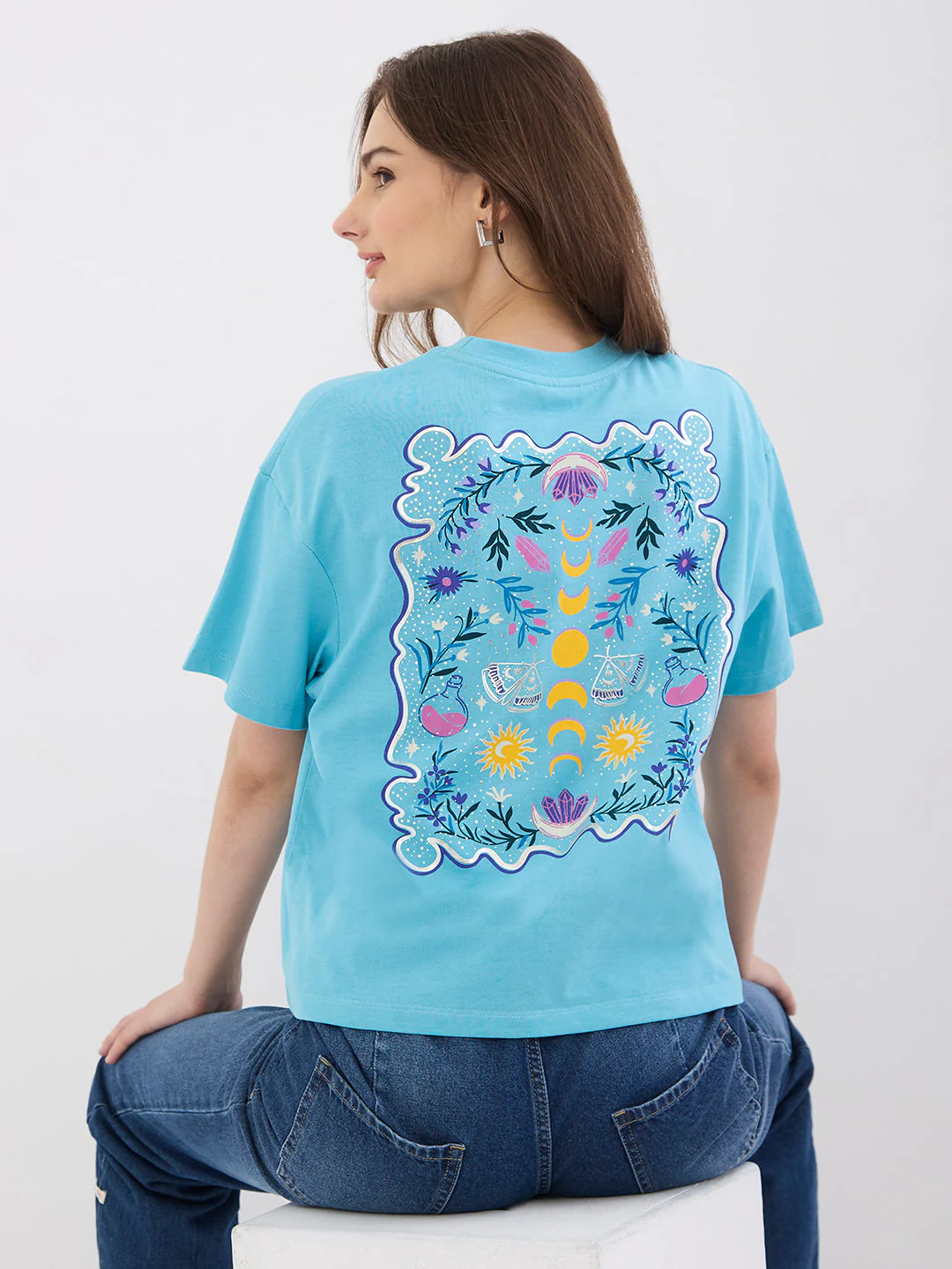 Women T-Shirt Blue Oversize Fit - Image 8