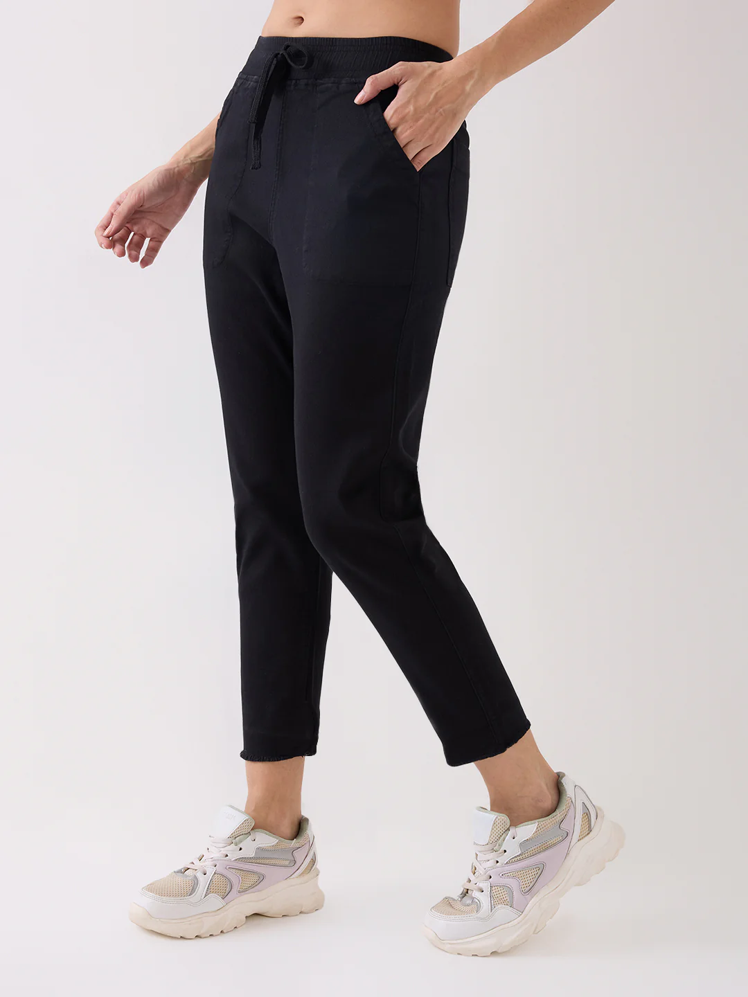 Women Trackpant Slim Fit Black Mid Rise - Image 3