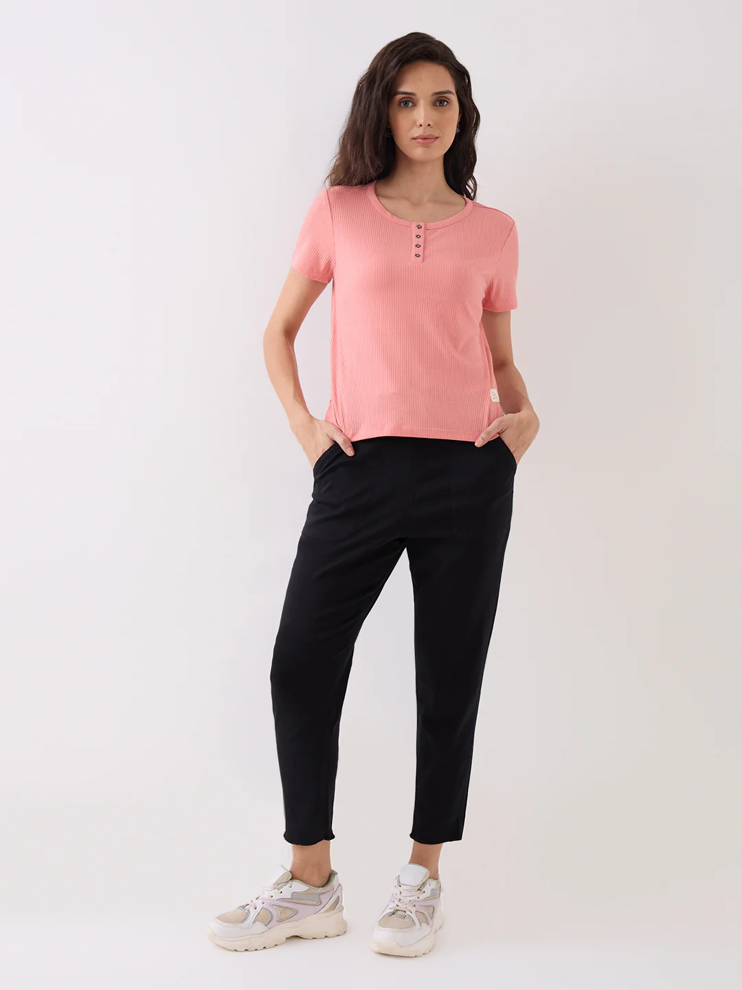 Women Trackpant Slim Fit Black Mid Rise - Image 5