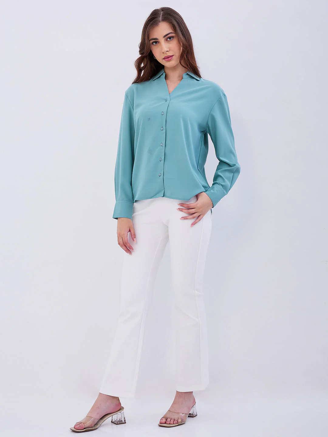 Women Trackpant Boot Cut Fit Off White High Rise - Image 5