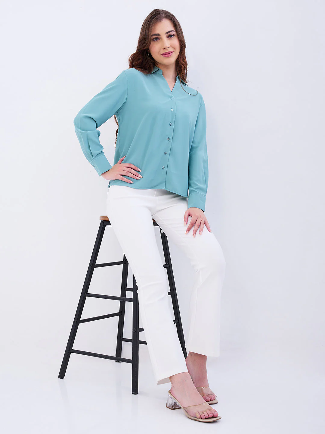 Women Trackpant Boot Cut Fit Off White High Rise - Image 7