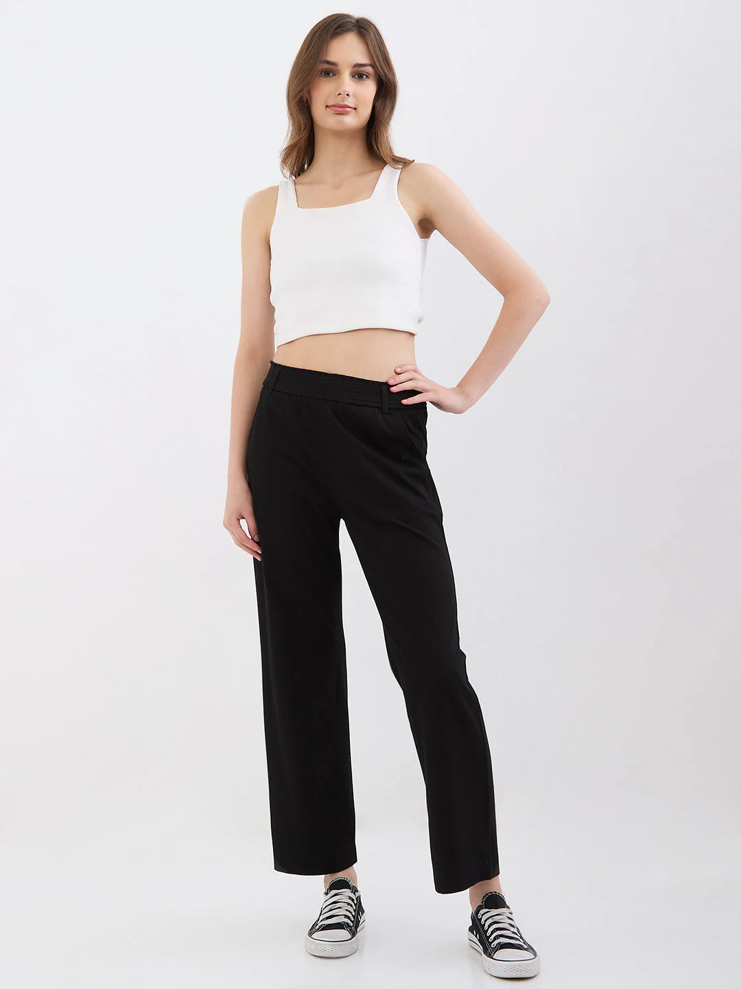 Women Trackpant Straight Fit Black High Rise - Image 5