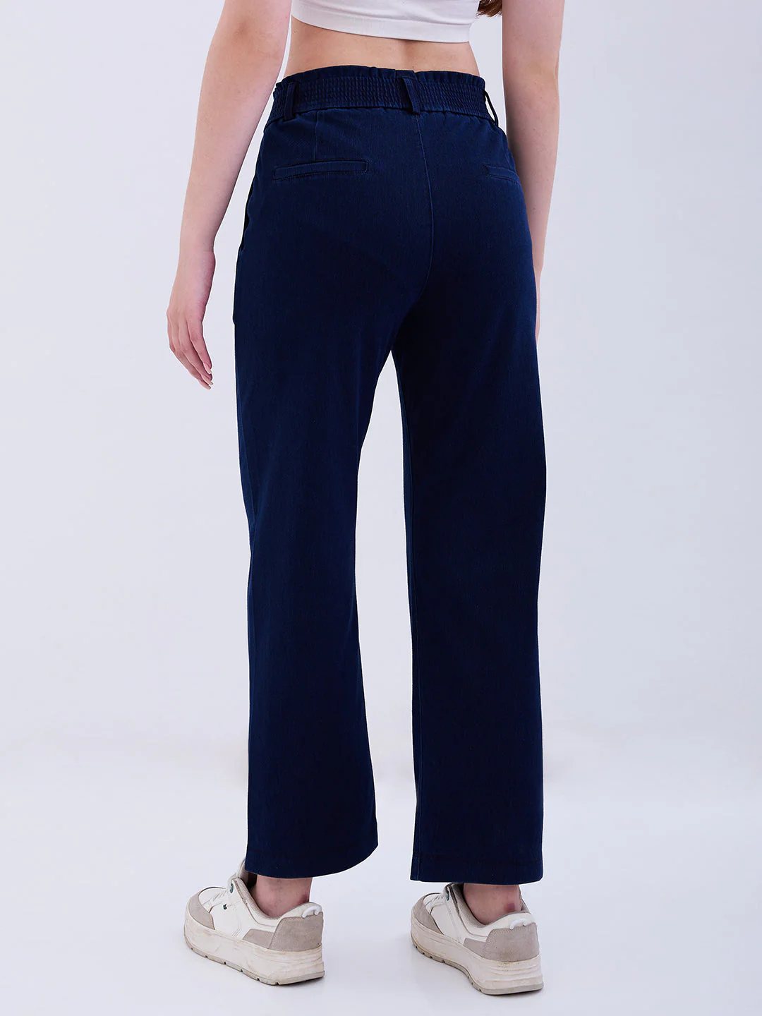 Women Trackpant Straight Fit Dark Blue High Rise - Image 4