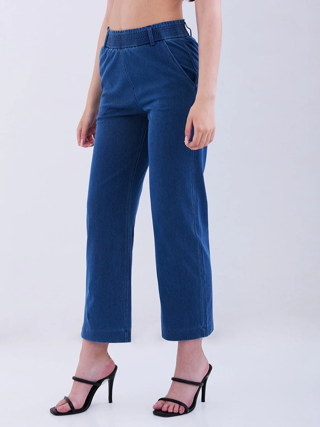 Women Trackpant Straight Fit Blue High Rise - Image 3