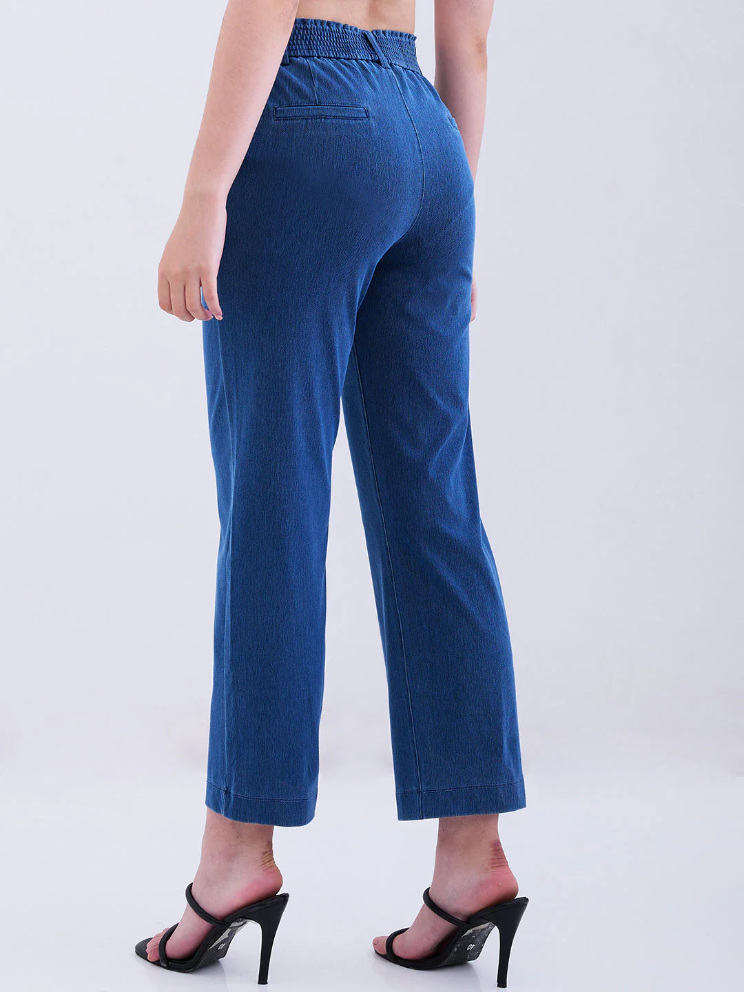 Women Trackpant Straight Fit Blue High Rise - Image 4