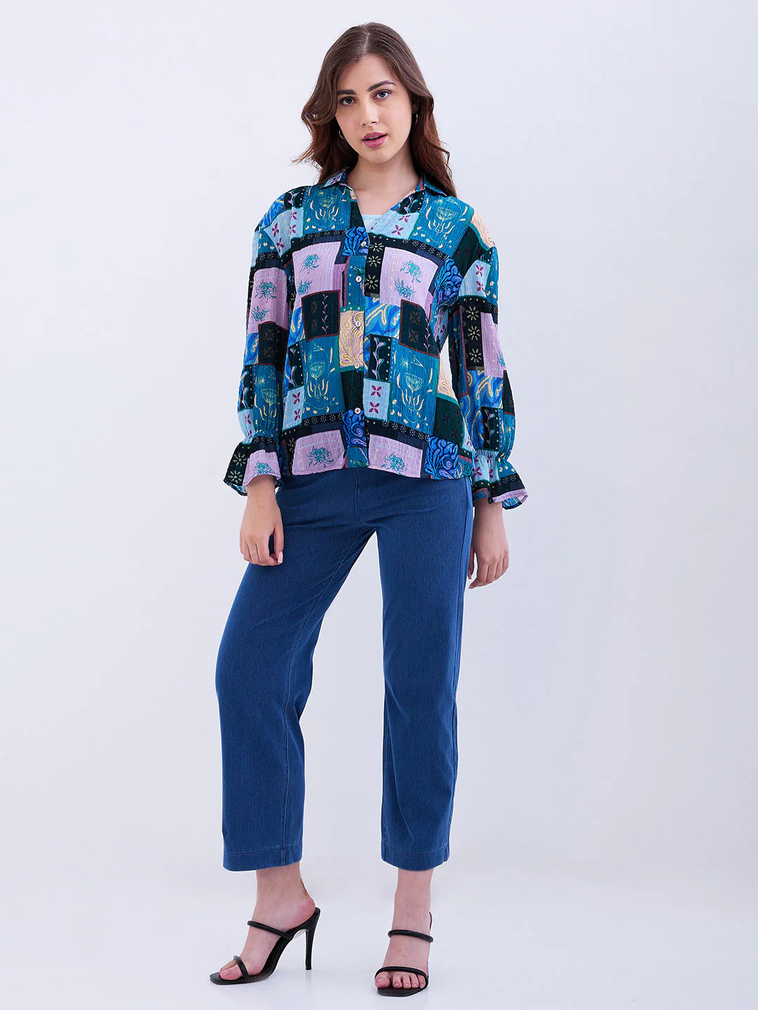 Women Trackpant Straight Fit Blue High Rise - Image 5