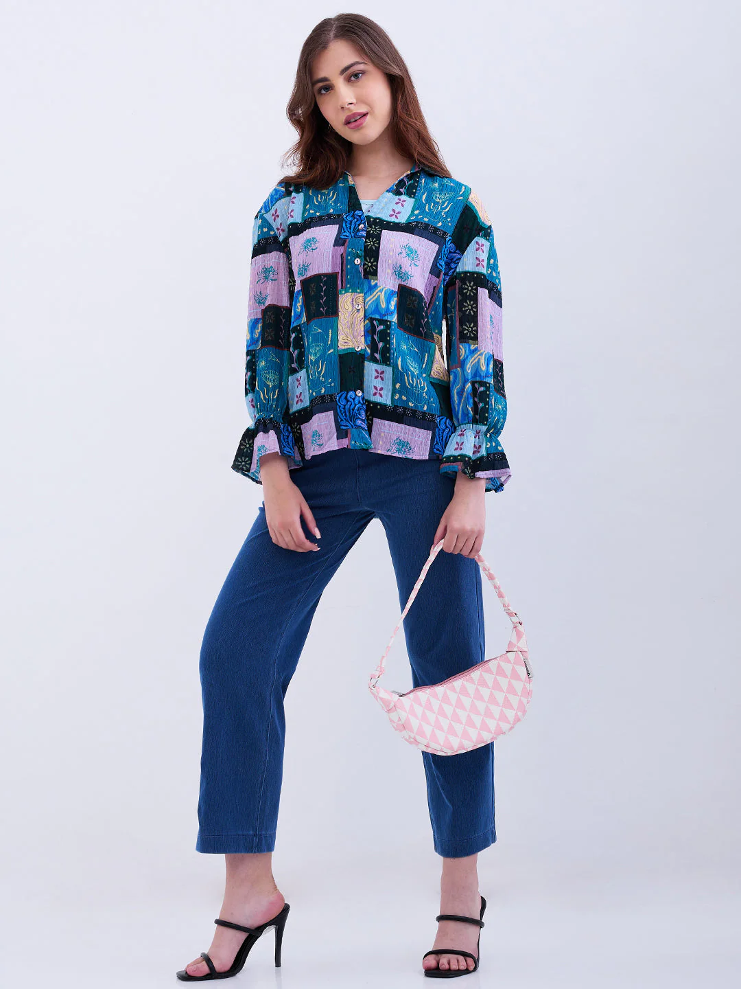 Women Trackpant Straight Fit Blue High Rise - Image 7