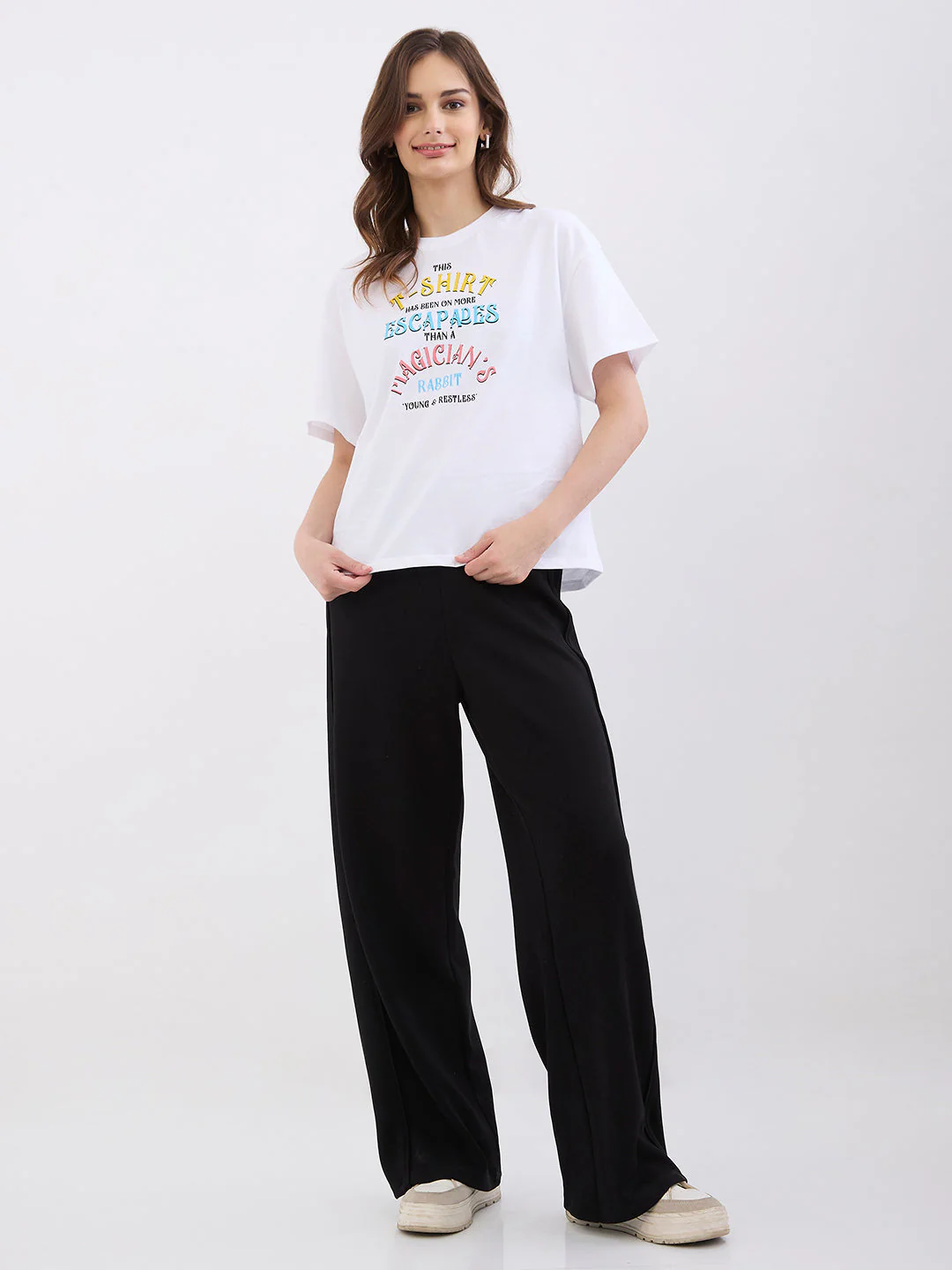 Women Trackpant Wide Leg Black High Rise - Image 5