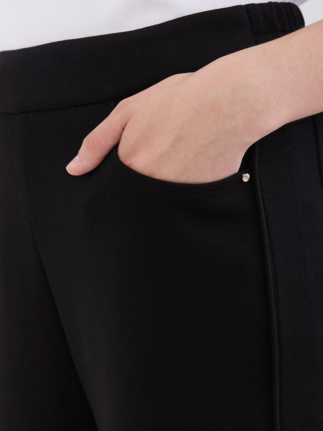 Women Trackpant Wide Leg Black High Rise - Image 6