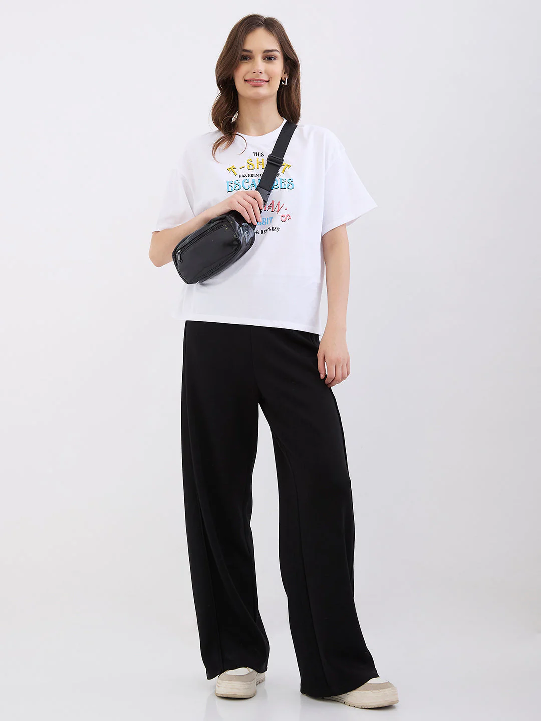 Women Trackpant Wide Leg Black High Rise - Image 7