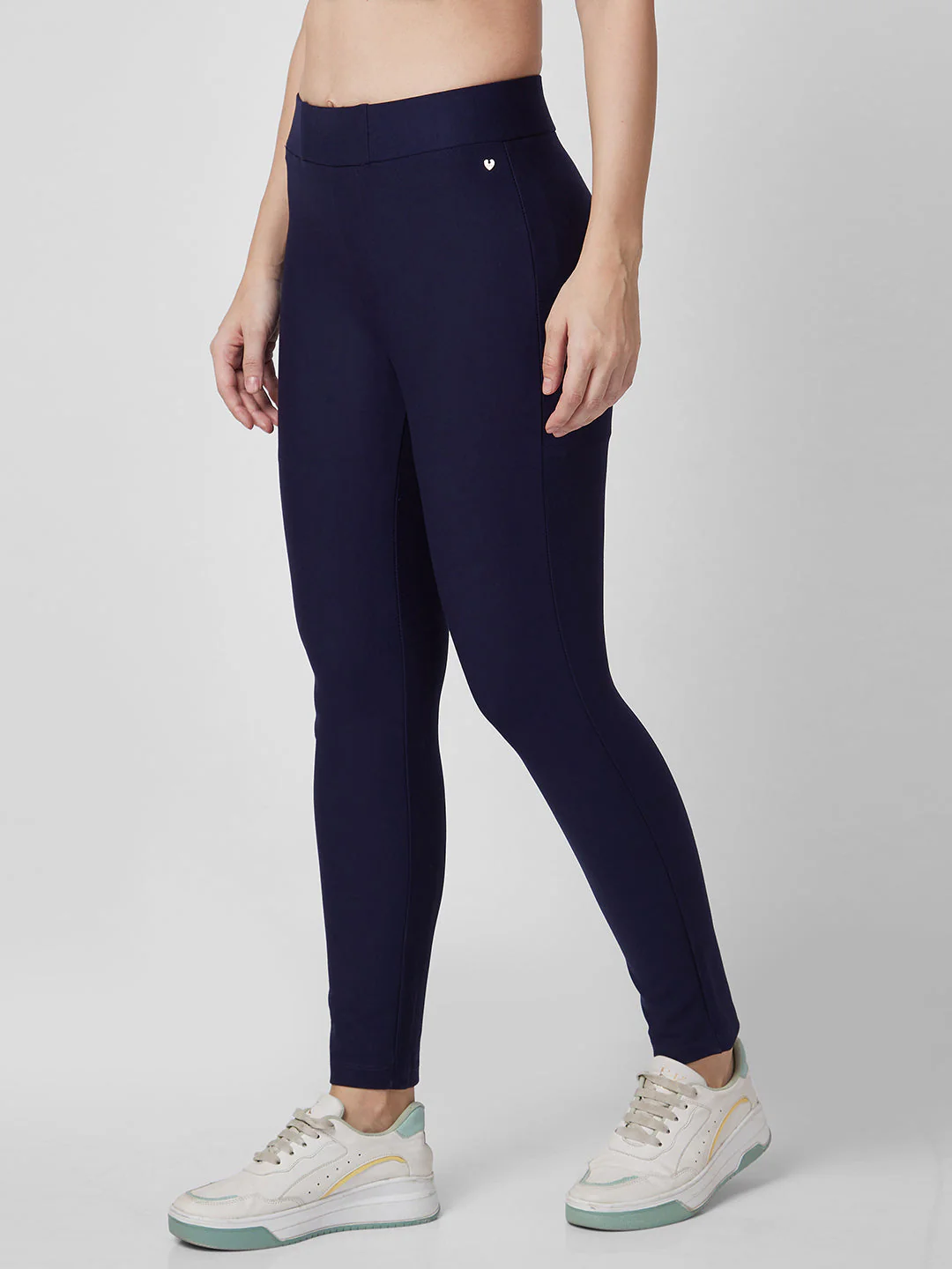 Women Trackpant Skinny Fit Blue High Rise - Image 4