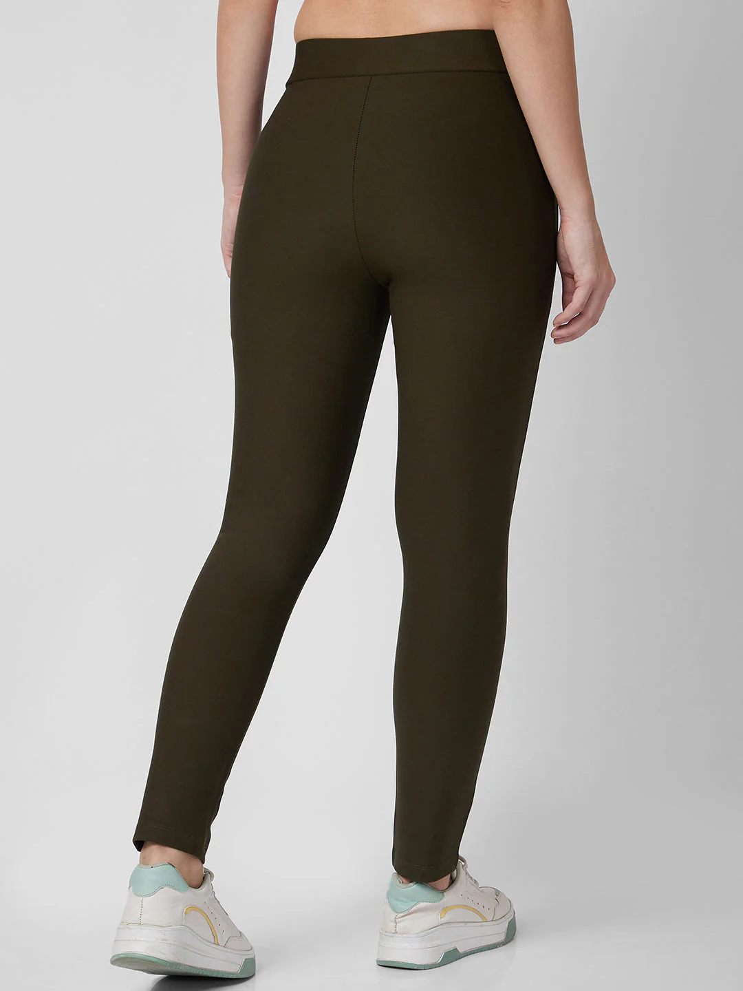 Women Trackpant Skinny Fit Green High Rise - Image 3