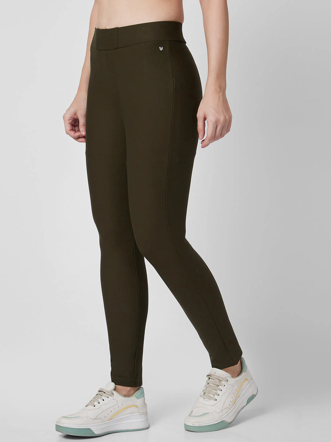 Women Trackpant Skinny Fit Green High Rise - Image 4