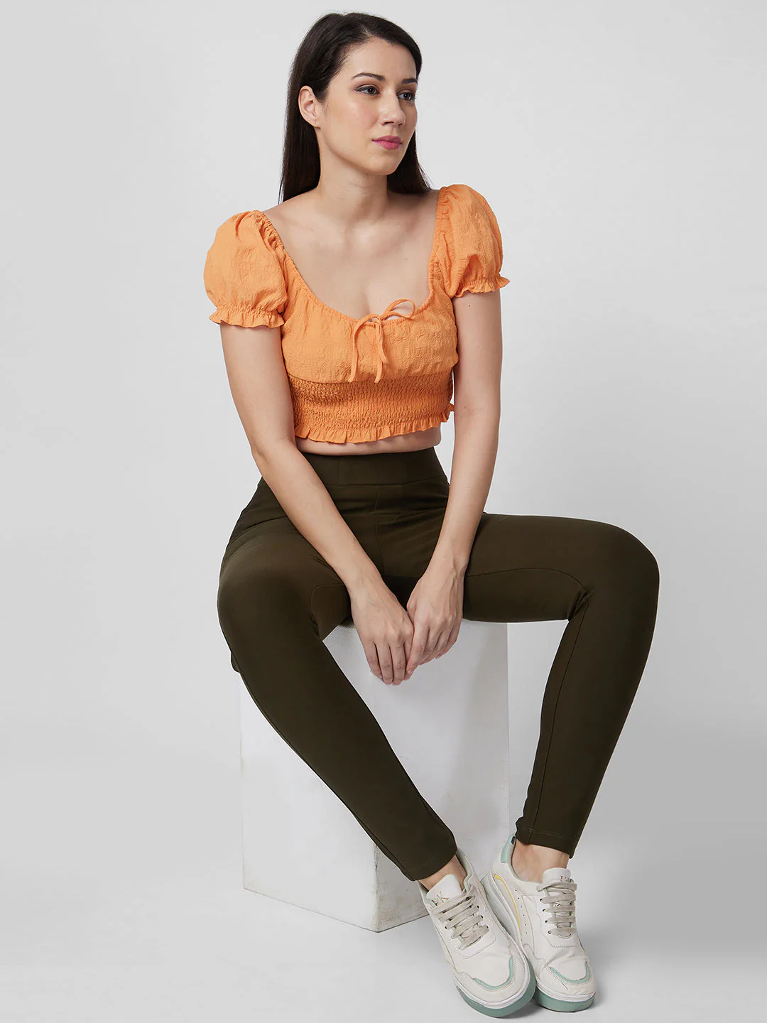 Women Trackpant Skinny Fit Green High Rise - Image 6
