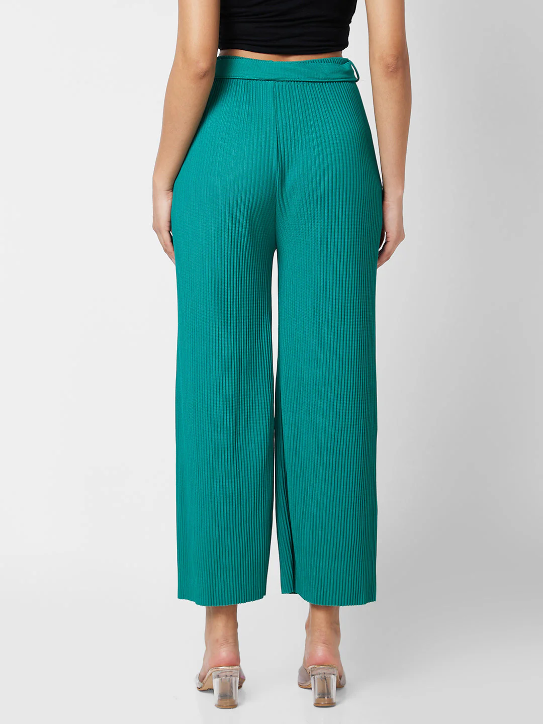 Women Trackpant Wide Leg Green High Rise - Image 3