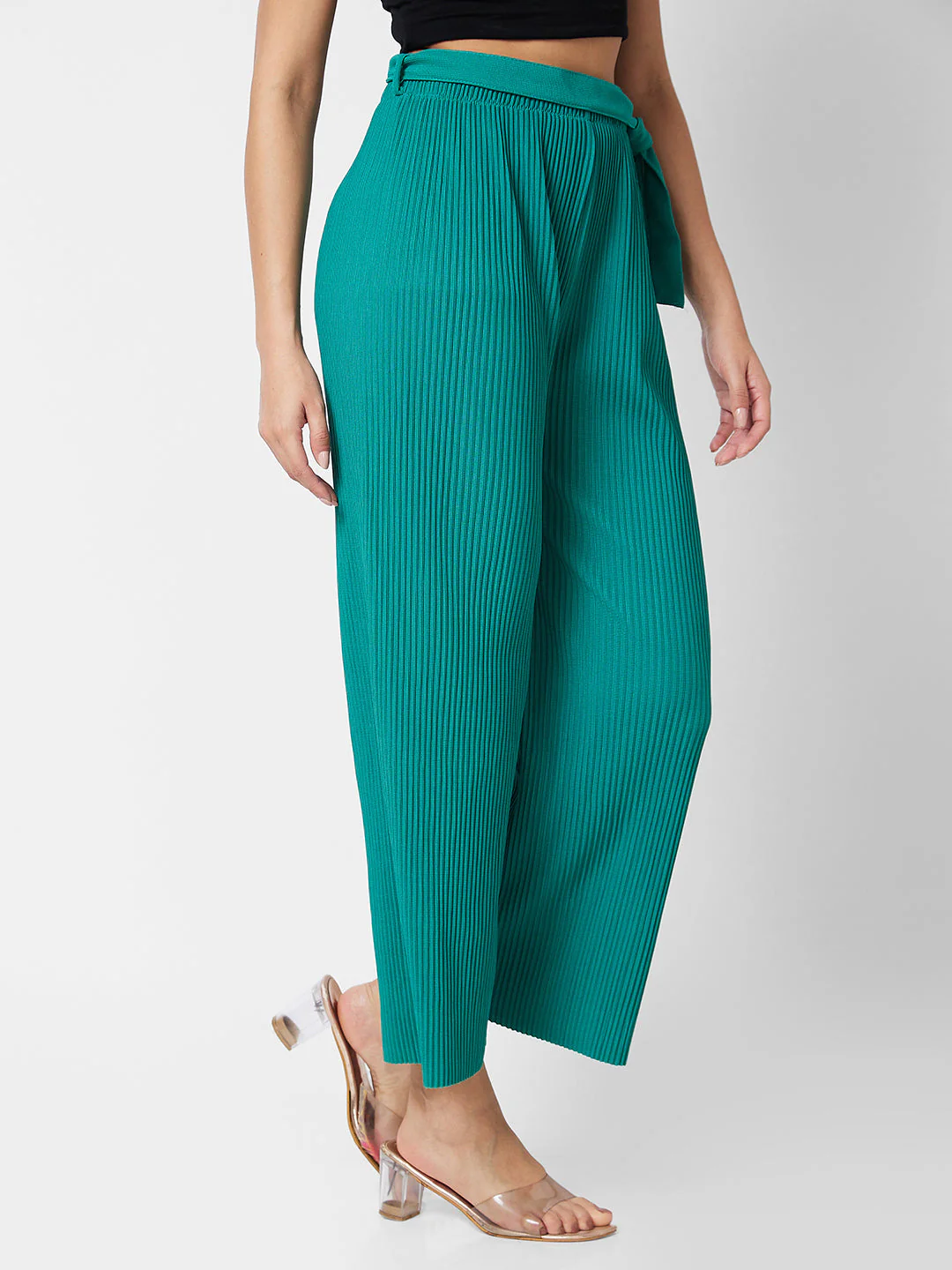 Women Trackpant Wide Leg Green High Rise - Image 5