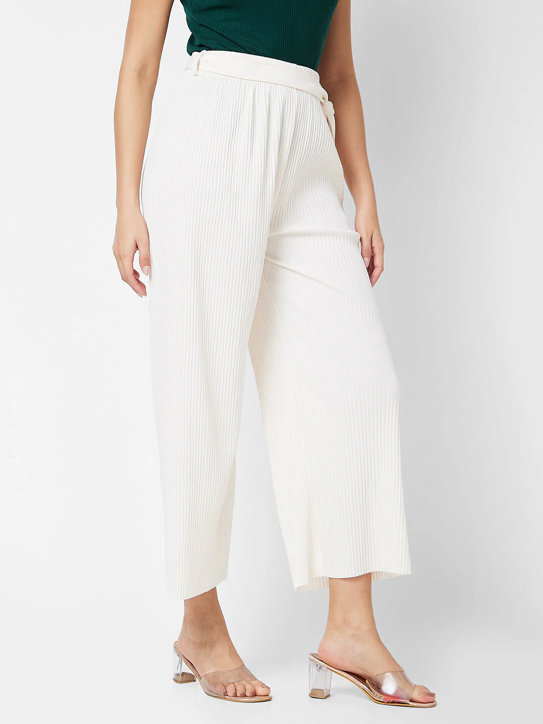 Women Trackpant Wide Leg White High Rise - Image 5