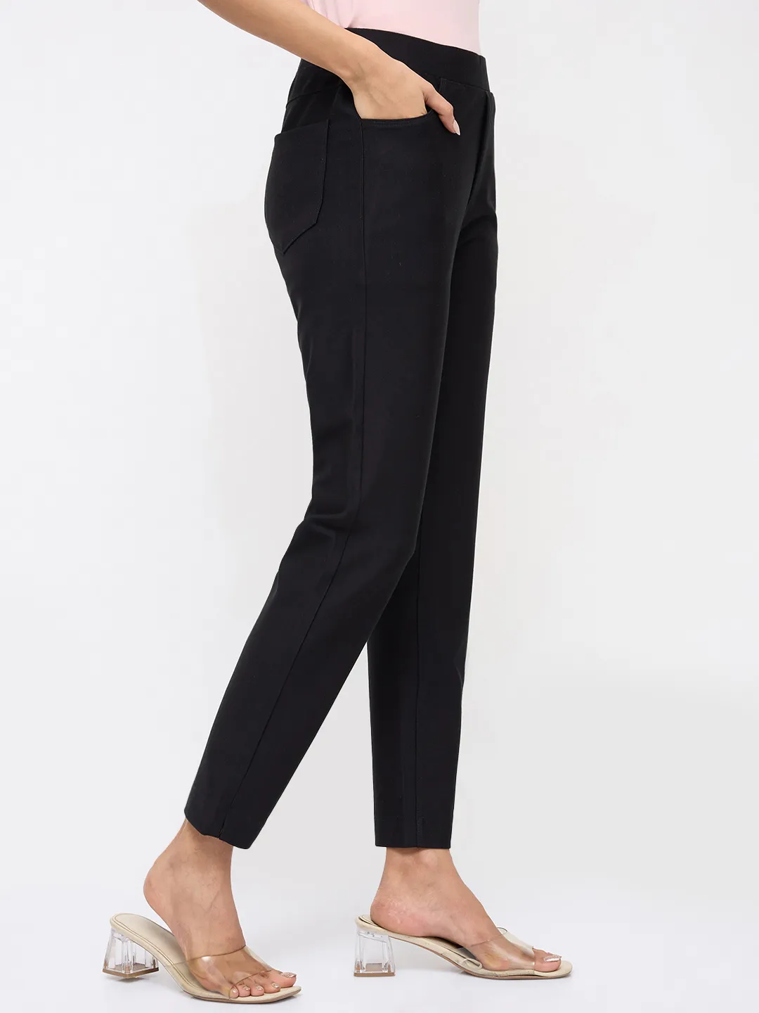 Women Trackpant Slim Fit Black High Rise - Image 3