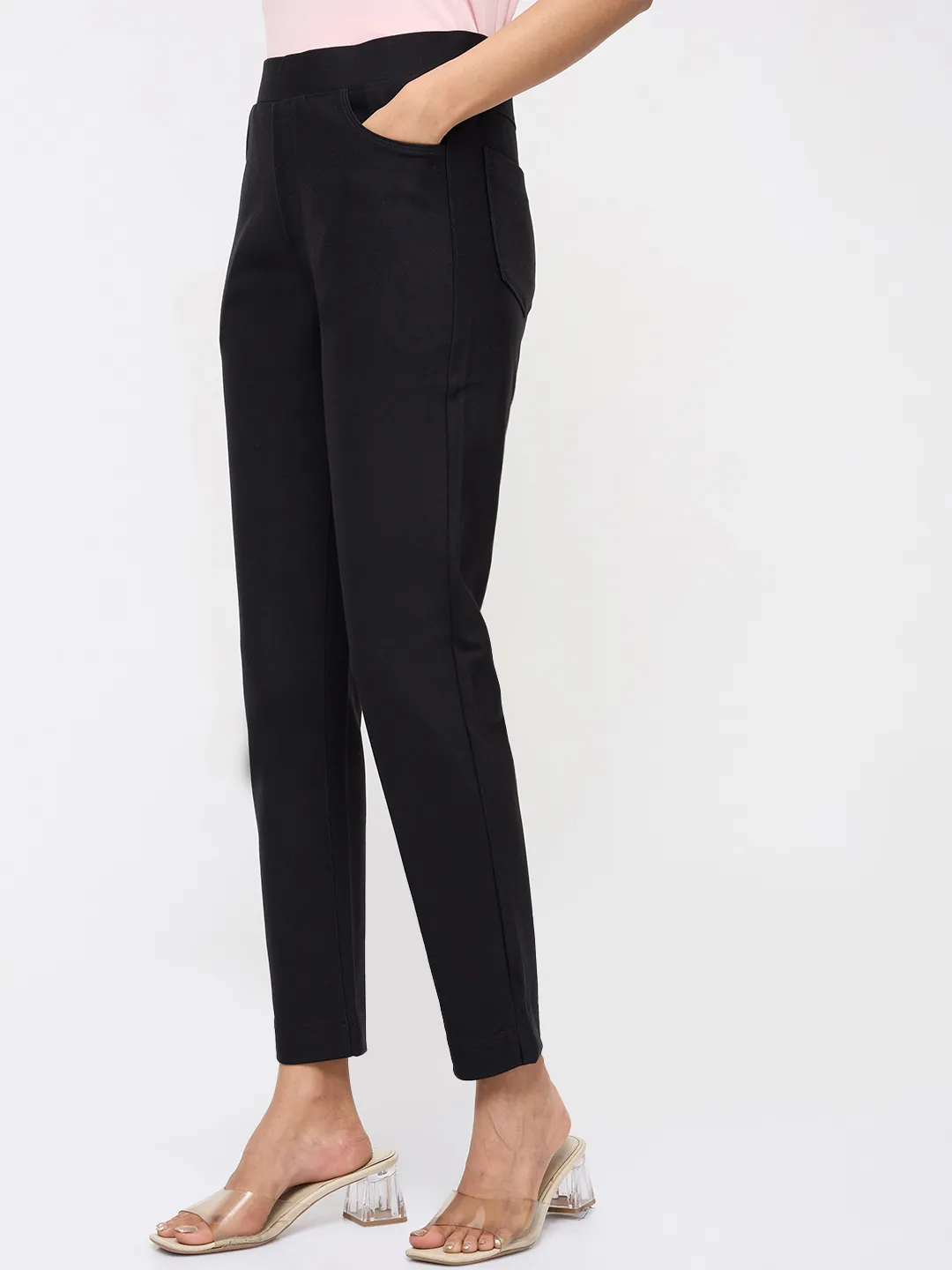 Women Trackpant Slim Fit Black High Rise - Image 4