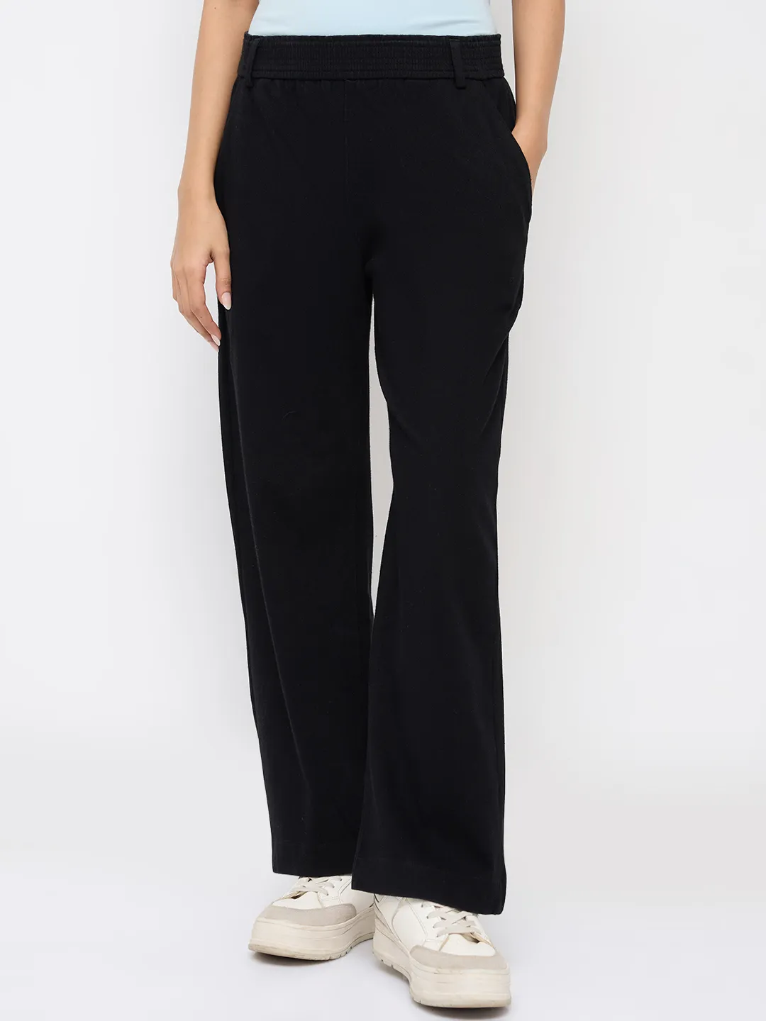 Women Trackpant Straight Fit Black High Rise - Image 2