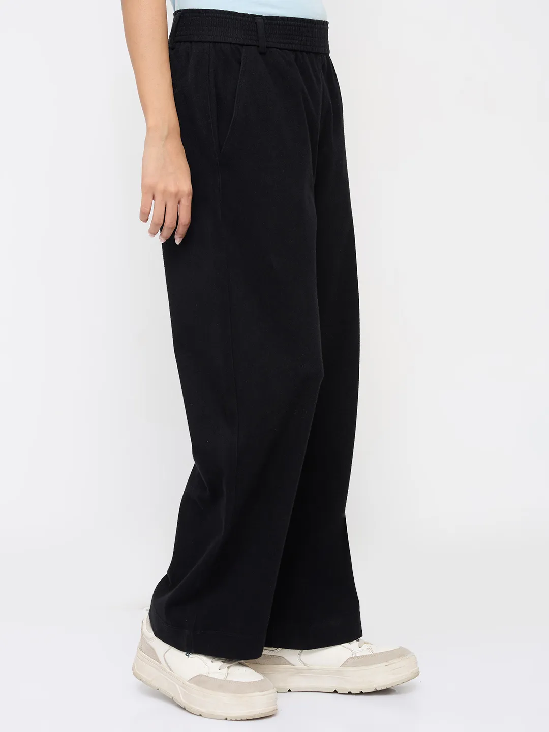 Women Trackpant Straight Fit Black High Rise - Image 3